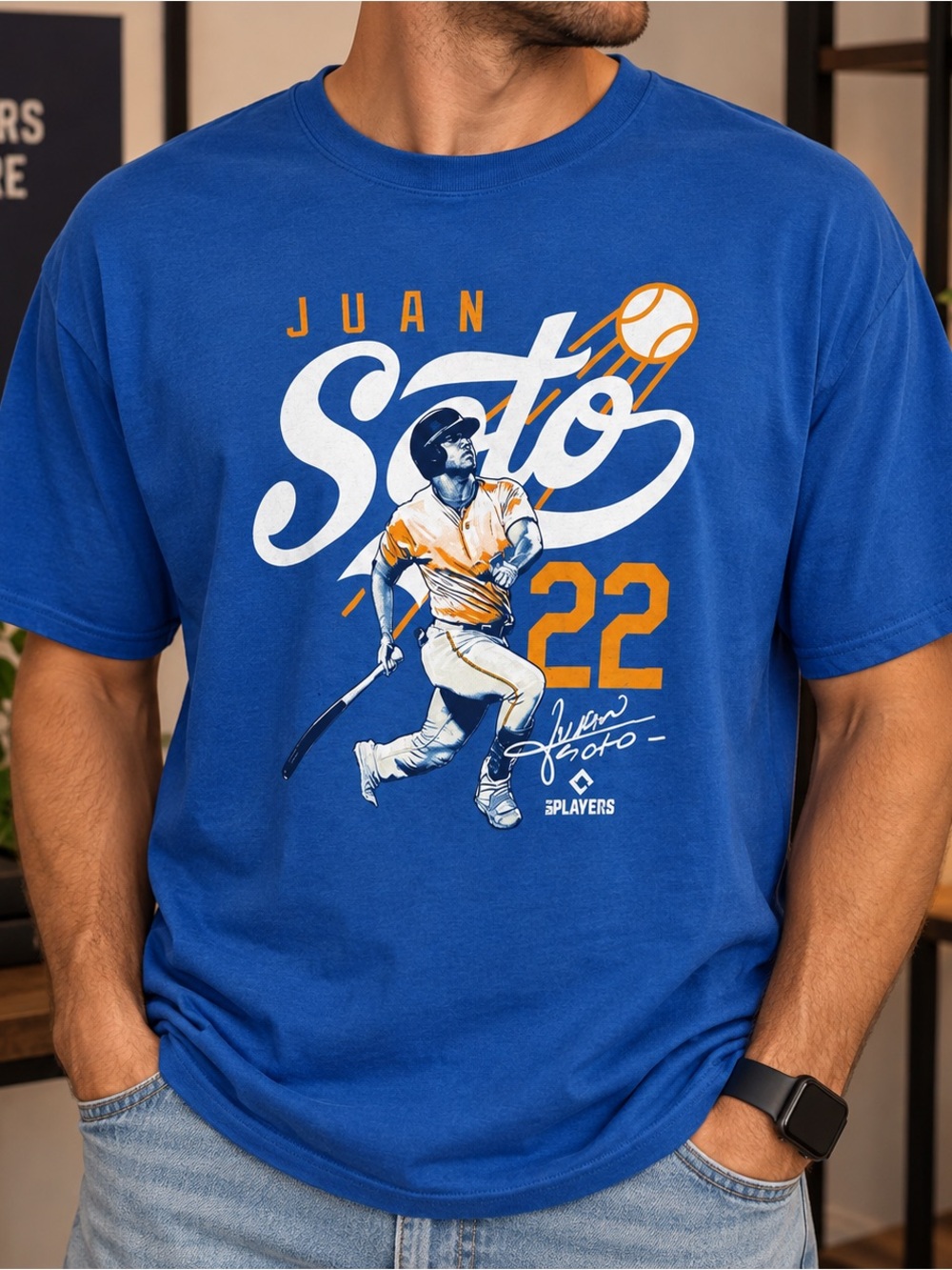 Large | Brisco Brands | Blue Juan Soto #22 Baseball Graphic T-Shirt